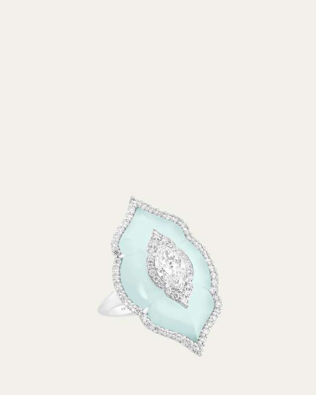 18K Arches Diamond and Agate Ring